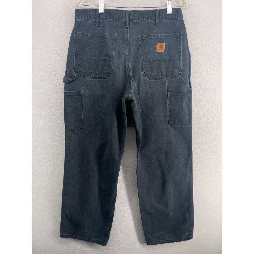 CARHARTT Pants Mens 33x30 B11 Loose Straight Washed Duck Carpenter Cotton Black - Picture 3 of 11